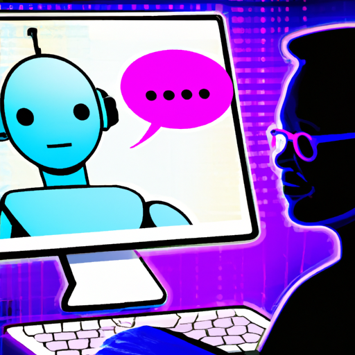 A colorful image of a customer service representative talking to a Chatbot on a computer screen, representing the powerful impact of AI-driven customer service.