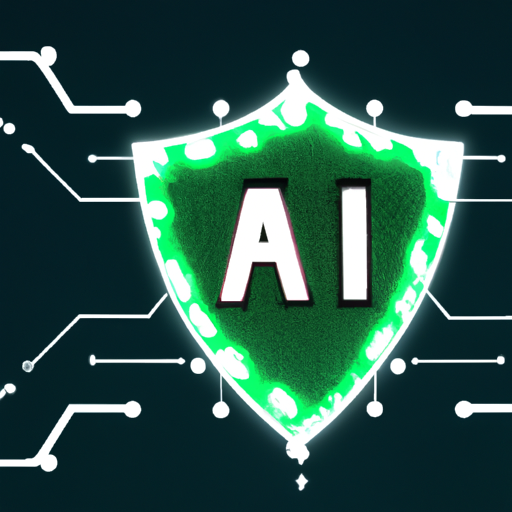 An image of a futuristic AI-powered shield protecting a digital network from hacking attempts, symbolizing the intersection of AI and cybersecurity.