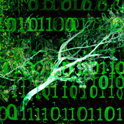 A futuristic image of a binary code seamlessly blending with the branches of a tree, symbolizing the synergy between nature and technology in Evolutionary Algorithms and AI.