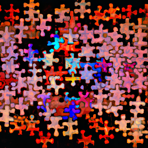 A grid pattern made up of puzzle pieces, symbolizing the process of systematically exploring different combinations of hyperparameters to optimize machine learning models.