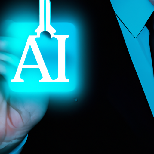 A businessman holding a key with the word "AI" engraved on it, symbolizing the unlocking of AI potential for business success.