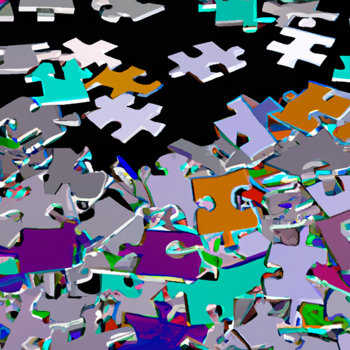 An image of puzzle pieces scattered on a table, symbolizing the challenge of fitting the pieces together to solve the underfitting problem in AI models.